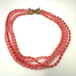 Pink multi strand vintage necklace